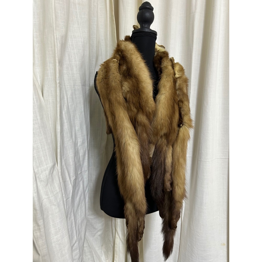 Greenblatt's Crazy Brothers Pre-War Four Pelt Marten Fur Stole Heads Claws Tails